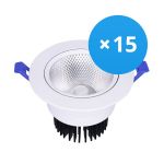 Multipack 15x Bright Choice LED Downlight Rund Schwenkbar 12W 960lm 60D - 930 Warmweiß | 110mm - Ausschnitt 90mm - UGR <19