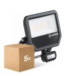 Multipack 5x Ledvance Led-Scheinwerfer Aluminium Schwarz 41W 6000lm 100D - 840 Kaltweiß | IP65 - Bewegungs- Und Lichtsensor - Symmetrisch