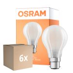 Multipack 6x Osram Classic LED B22d Birne Fadenlampe Matt 11W 1521lm - 865 Tageslichtweiß | Dimmbar - Ersatz für 100W