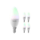 Mehrfachpackung 5x Calex Smart Tuya Wifi E14 Kerze 5W 470lm - 822-840 Abstimmbares Weiß | RGBW - Dimmbar - Ersatz für 40W