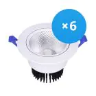 Multipack 6x Bright Choice LED Downlight Rund Schwenkbar 12W 960lm 60D - 930 Warmweiß | 110mm - Ausschnitt 90mm - UGR 
