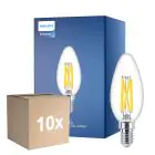 Multipack 10x Philips MASTER LED E14 Kerze Fadenlampe Klar 5.9W 806lm - 922-927 Dim To Warm | Höchste Farbwiedergabe - Dimmbar - Ersatz Für 60W