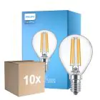 Multipack 10x Philips Corepro LED Lustre E14 Kugel Fadenlampe Klar 6.5W 806lm - 827 Extra Warmweiß | Ersatz für 60W