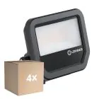 Multipack 4x Ledvance Led-Scheinwerfer Aluminium Schwarz 17W 2400lm 100D - 840 Kaltweiß | IP66 - Symmetrisch