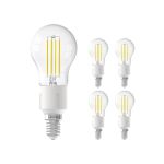 Multipack 5x Calex Smart Tuya Wifi E14 Boule 4.5W 450lm - 818-830 Variable Blanc | Dimmable - Équivalent 40W 