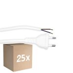 Multipack 25x Noxion Euro Câble d’alimentation - C7 Europlug + Extrémités ouvertes - Blanc 2m - 2 pole 0,75mm2
