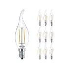 Multipack 10x Philips Corepro LED Bougie E14 Flamme Filament Claire 2W 250lm - 827 Blanc Très Chaud | Équivalent 25W
