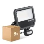 Multipack 5x Ledvance Projecteur LED Aluminium Noir 41W 6000lm 100D - 840 Blanc Froid | IP65 - Détecteur De Mouvement Et De Lumière - Symétrique